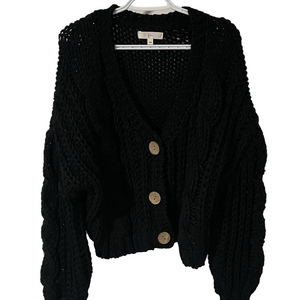 Klesis Black Bulky Cable Knit Oversized Cardigan Size S/M